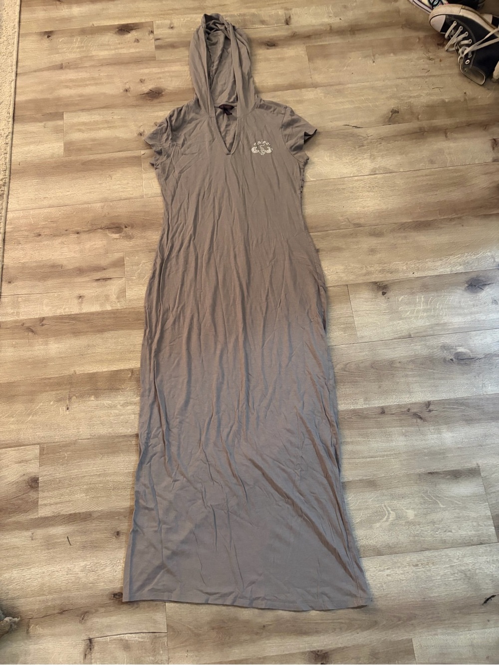 Dereon Hooded Maxi Dress in Gray